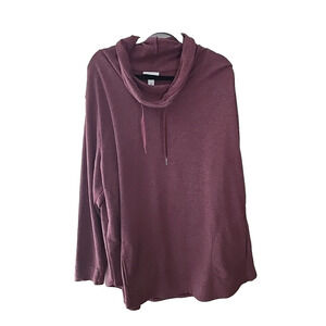 Ava & Viv Burgundy Cowl Neck Pocket Long Sleeve Pullover Sweatshirt Womans Sz 3X